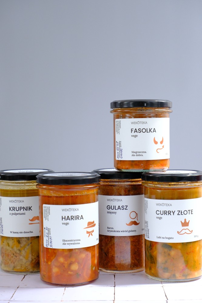 Fasolka VEGE, Harira zupa VEGE, Curry Złote VEGE, Krupnik z pulpetami i Gulasz mięsny